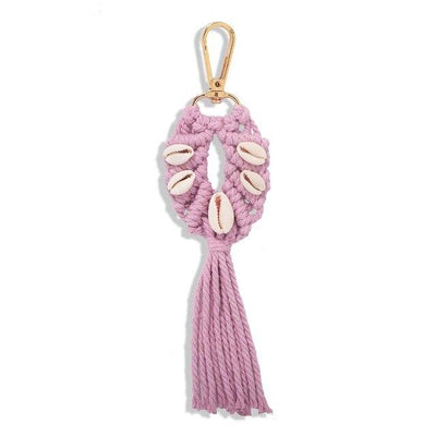 Macramé Porte Clé rose