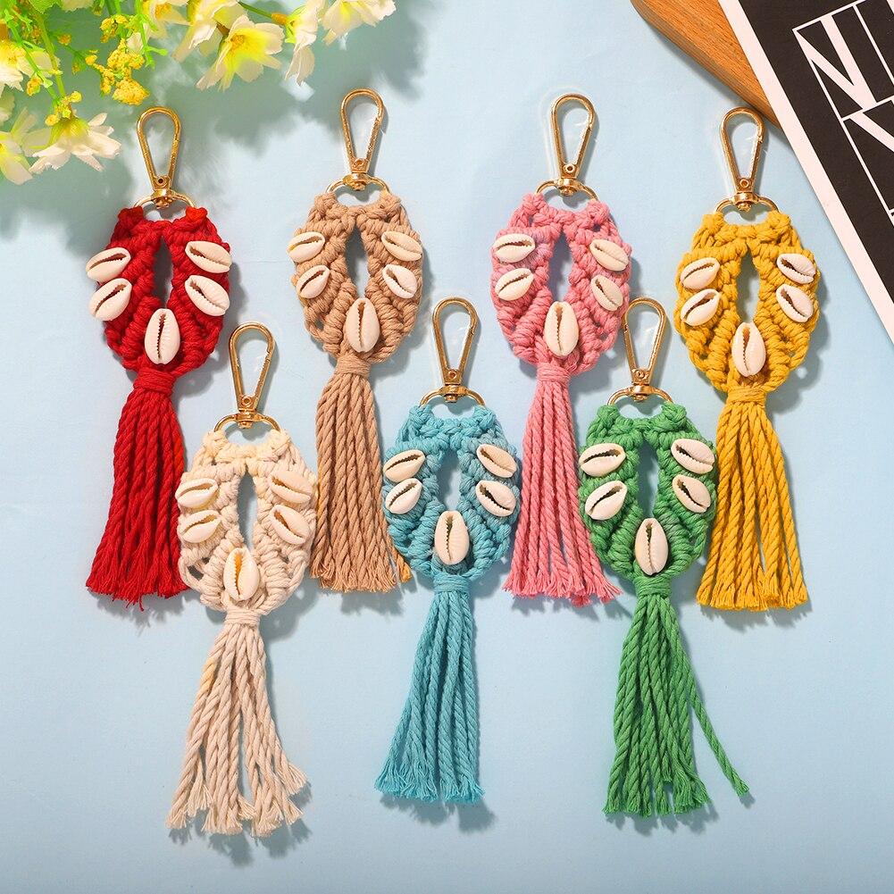 Macramé Porte Clé coquillage