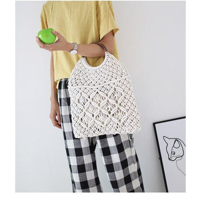 Sac à Main en Macramé blanc avec une pomme
