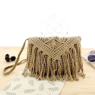 Sac Bandoulière Macramé camel
