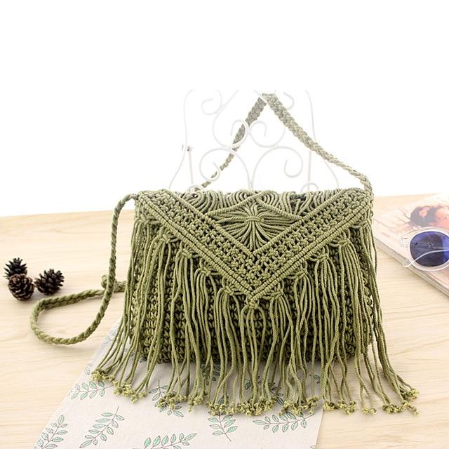 Sac Bandoulière Macramé kaki