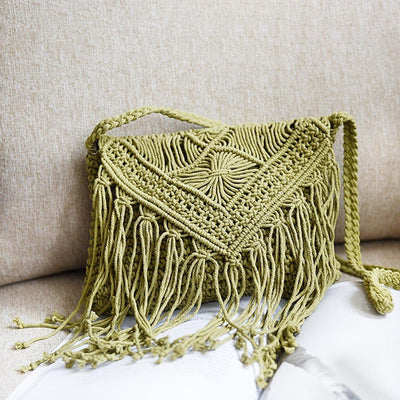 Sac Bandoulière Macramé vert