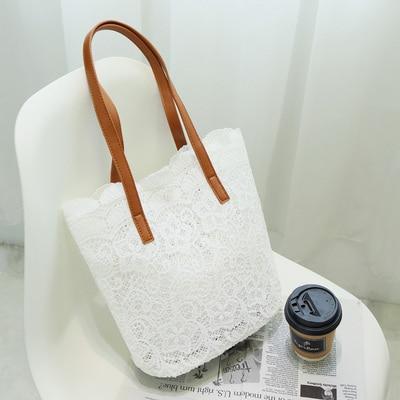 Sac à Main Macramé couleur blanc avec un café