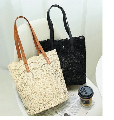 Sac à Main Macramé couleurs noir et beige