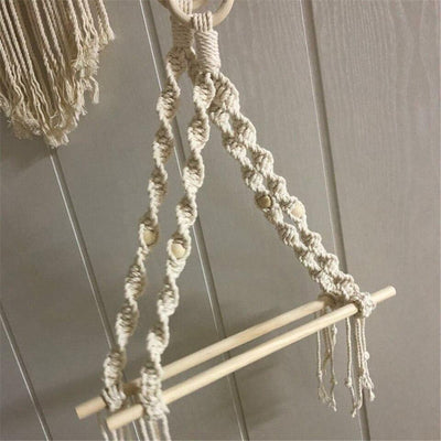 Support essuie tout macramé Atelier Macramé de couleur beige