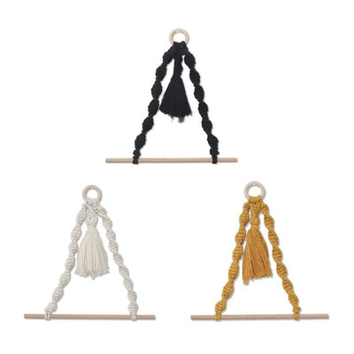 Porte papier toilette macramé blanc noir et moutarde