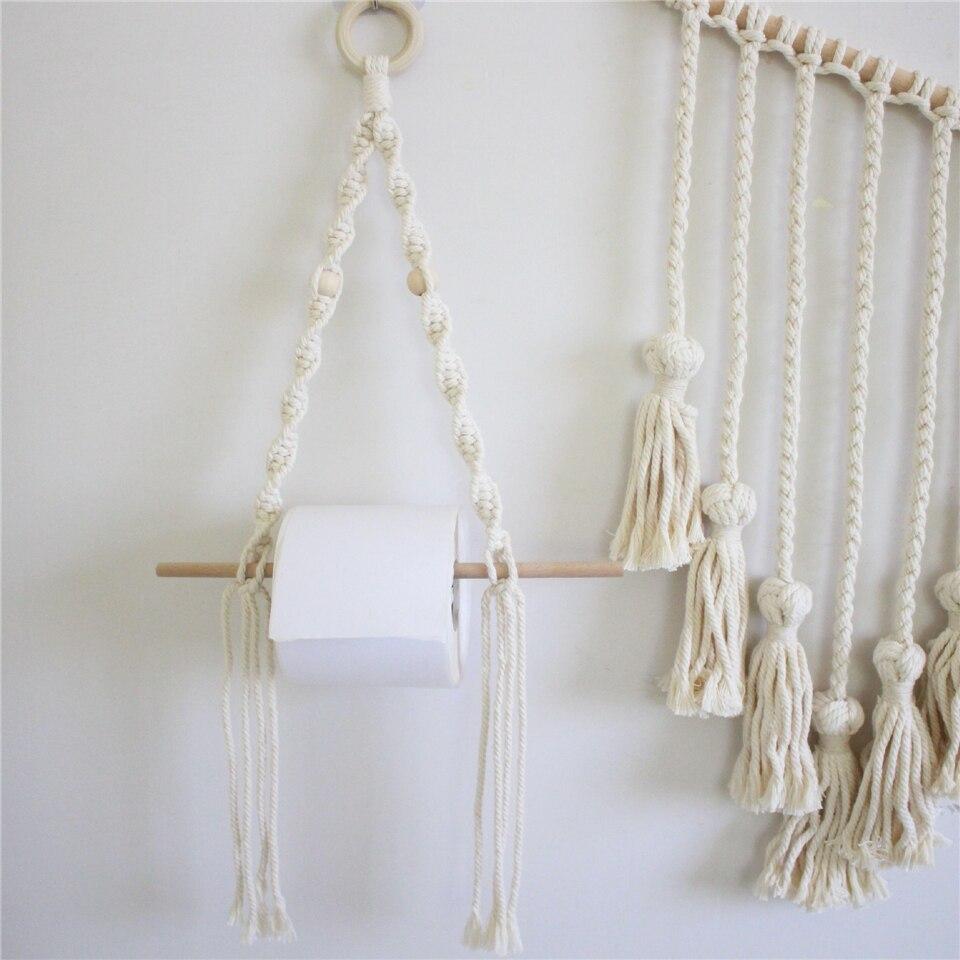 Support rouleau macramé Atelier Macramé beige
