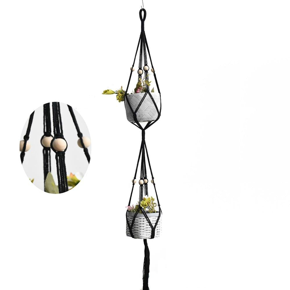 Suspension Macramé Louane Atelier Macramé avec le détail sur les perles