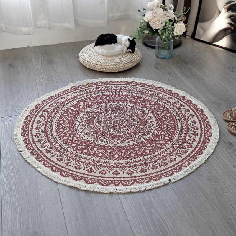 Tapis Macramé Ariana Atelier Macramé dans un salon avec un chat