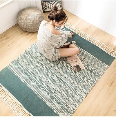 Tapis Macramé Kelly Atelier Macramé de couleur saphir