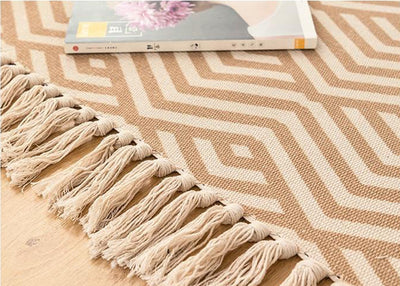 Tapis Macramé Ombeline Atelier Macramé dans une chambre détails sur le tressage en coton et lin