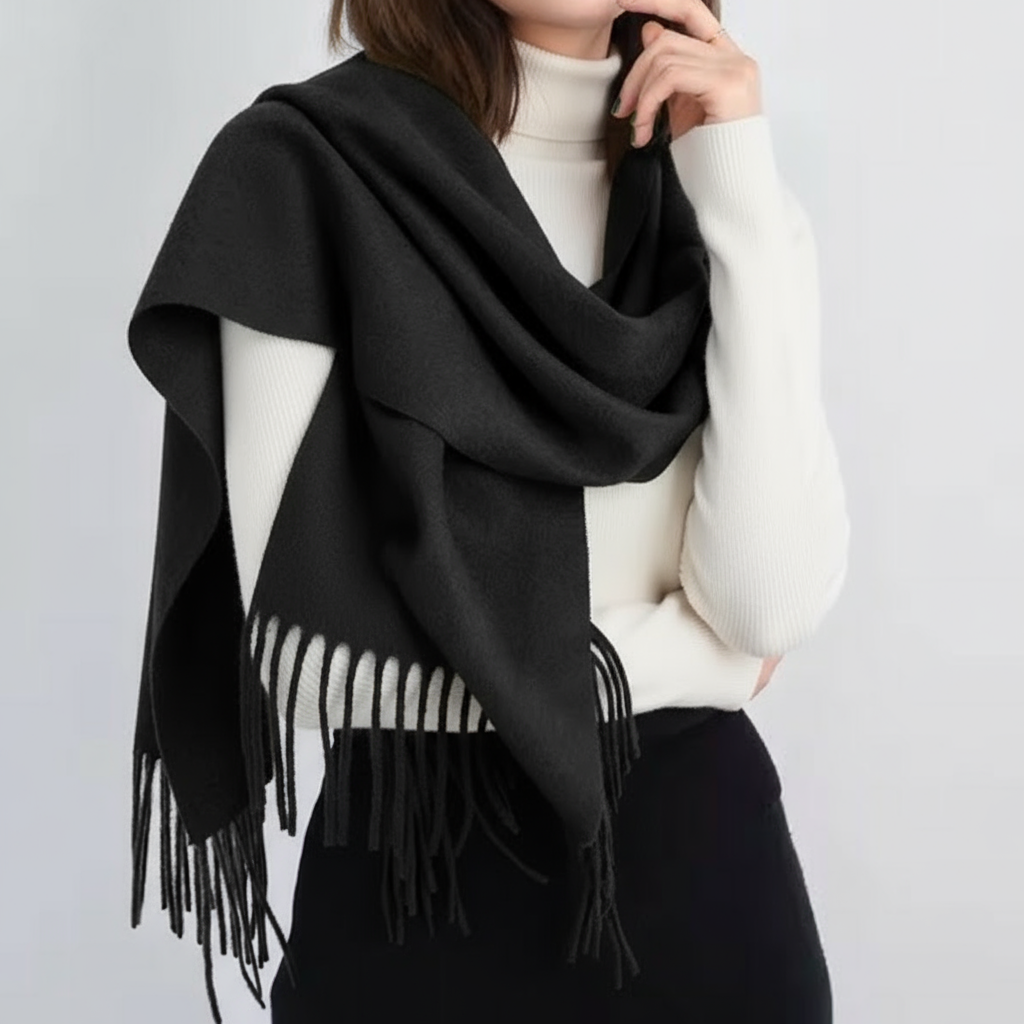 Écharpe en laine avec franges