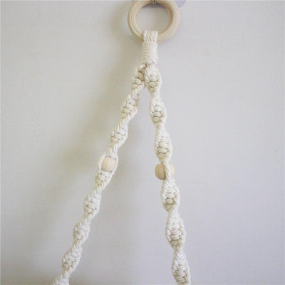 Support essuie tout macramé Atelier Macramé de couleur blanche avec perle